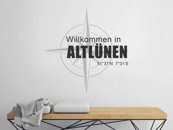 Wandtattoo Willkommen in Altlünen mit den Koordinaten 51°37'N 7°31'E