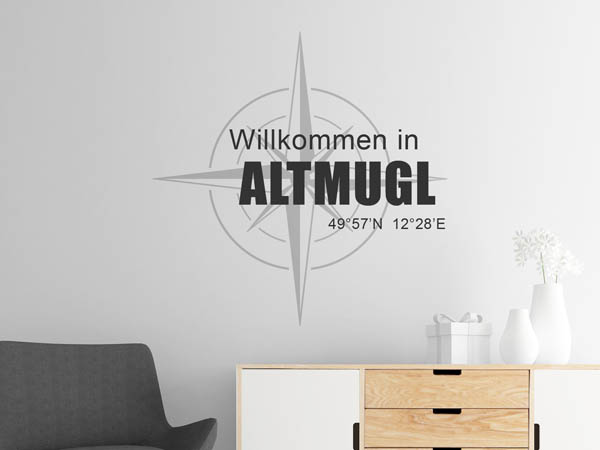 Wandtattoo Willkommen in Altmugl mit den Koordinaten 49°57'N 12°28'E