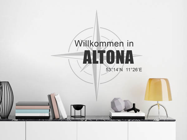 Wandtattoo Willkommen in Altona mit den Koordinaten 53°14'N 11°26'E