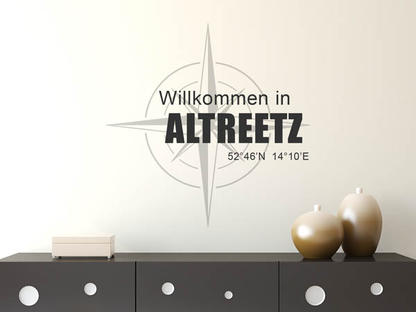 Wandtattoo Willkommen in Altreetz mit den Koordinaten 52°46'N 14°10'E