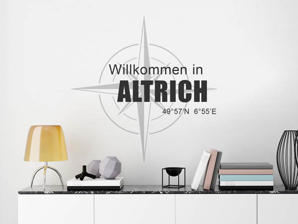 Wandtattoo Willkommen in Altrich mit den Koordinaten 49°57'N 6°55'E