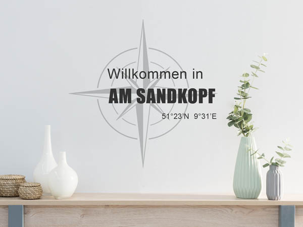 Wandtattoo Willkommen in Am Sandkopf mit den Koordinaten 51°23'N 9°31'E