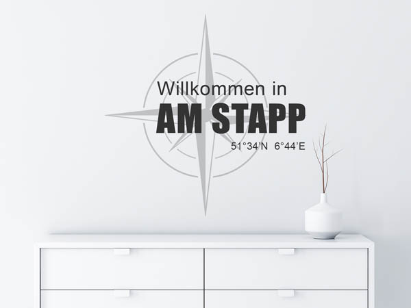 Wandtattoo Willkommen in Am Stapp mit den Koordinaten 51°34'N 6°44'E