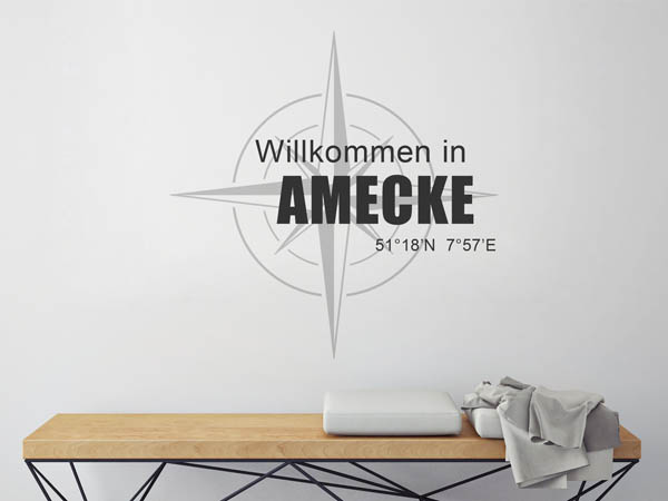 Wandtattoo Willkommen in Amecke mit den Koordinaten 51°18'N 7°57'E