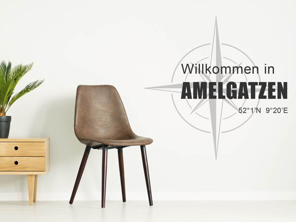 Wandtattoo Willkommen in Amelgatzen mit den Koordinaten 52°1'N 9°20'E