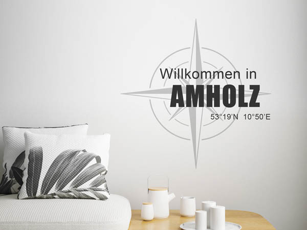 Wandtattoo Willkommen in Amholz mit den Koordinaten 53°19'N 10°50'E