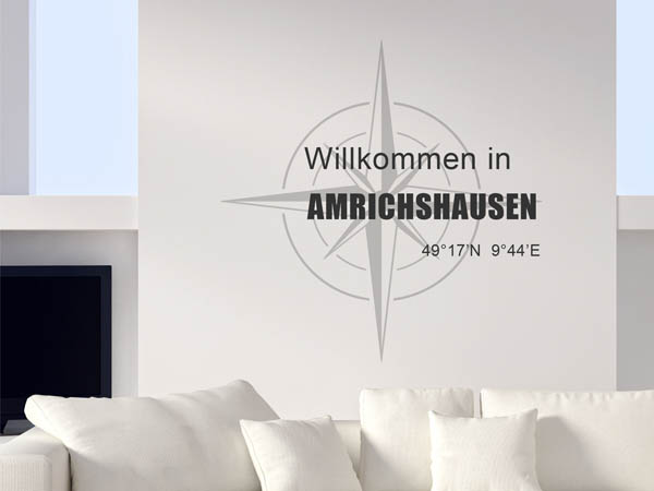 Wandtattoo Willkommen in Amrichshausen mit den Koordinaten 49°17'N 9°44'E