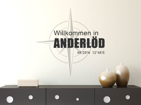 Wandtattoo Willkommen in Anderlöd mit den Koordinaten 48°29'N 12°48'E