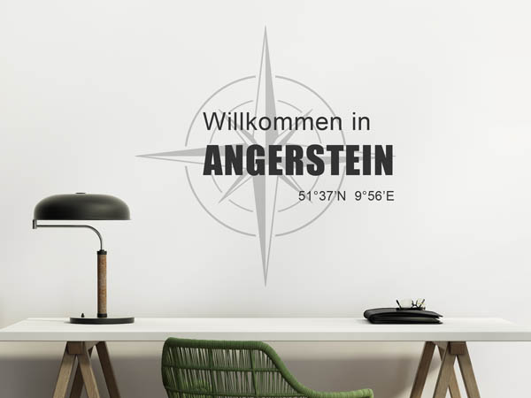 Wandtattoo Willkommen in Angerstein mit den Koordinaten 51°37'N 9°56'E