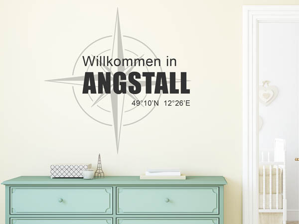 Wandtattoo Willkommen in Angstall mit den Koordinaten 49°10'N 12°26'E