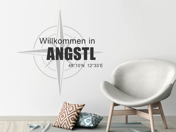 Wandtattoo Willkommen in Angstl mit den Koordinaten 48°10'N 12°33'E