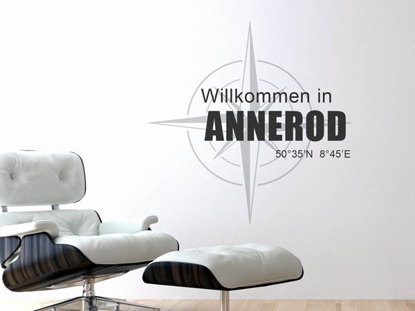 Wandtattoo Willkommen in Annerod mit den Koordinaten 50°35'N 8°45'E