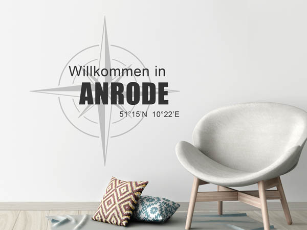 Wandtattoo Willkommen in Anrode mit den Koordinaten 51°15'N 10°22'E