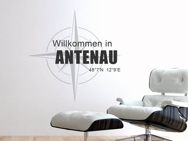 Wandtattoo Willkommen in Antenau mit den Koordinaten 48°7'N 12°9'E