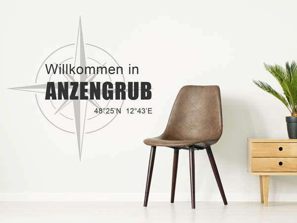 Wandtattoo Willkommen in Anzengrub mit den Koordinaten 48°25'N 12°43'E