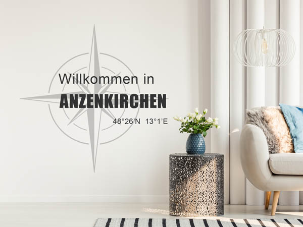 Wandtattoo Willkommen in Anzenkirchen mit den Koordinaten 48°26'N 13°1'E