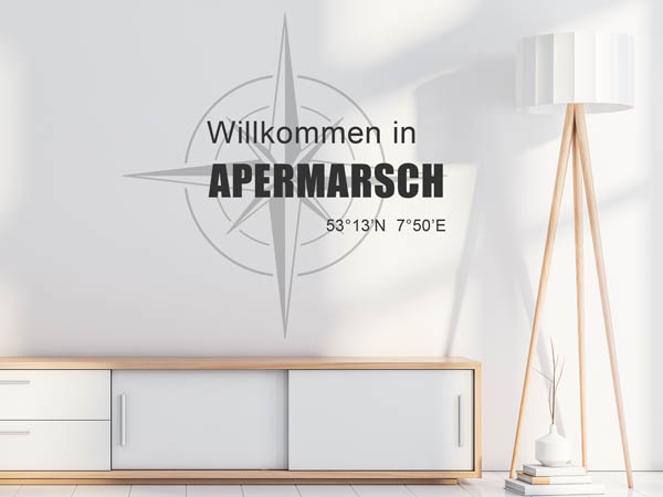 Wandtattoo Willkommen in Apermarsch mit den Koordinaten 53°13'N 7°50'E