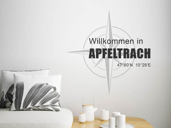 Wandtattoo Willkommen in Apfeltrach mit den Koordinaten 47°60'N 10°29'E