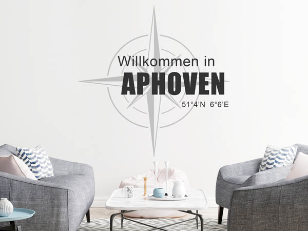 Wandtattoo Willkommen in Aphoven mit den Koordinaten 51°4'N 6°6'E