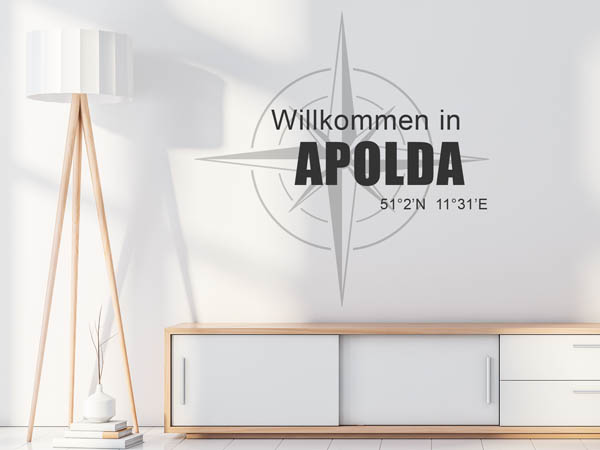 Wandtattoo Willkommen in Apolda mit den Koordinaten 51°2'N 11°31'E