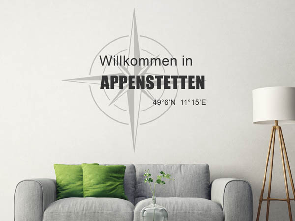 Wandtattoo Willkommen in Appenstetten mit den Koordinaten 49°6'N 11°15'E