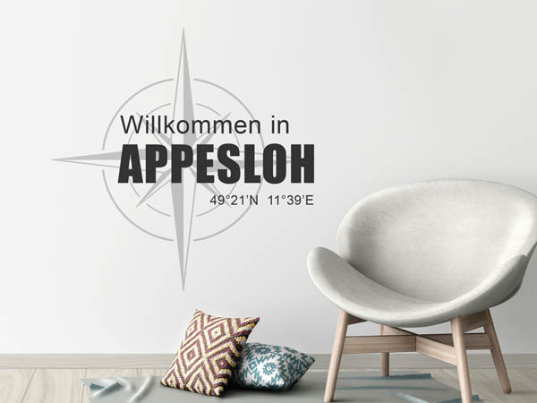 Wandtattoo Willkommen in Appesloh mit den Koordinaten 49°21'N 11°39'E