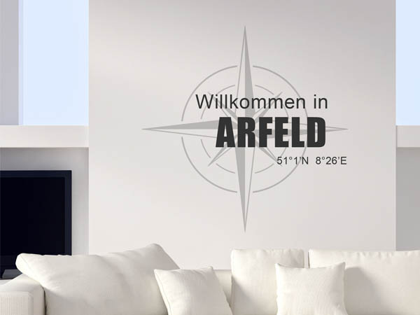 Wandtattoo Willkommen in Arfeld mit den Koordinaten 51°1'N 8°26'E