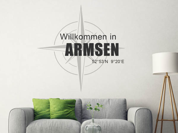 Wandtattoo Willkommen in Armsen mit den Koordinaten 52°53'N 9°20'E