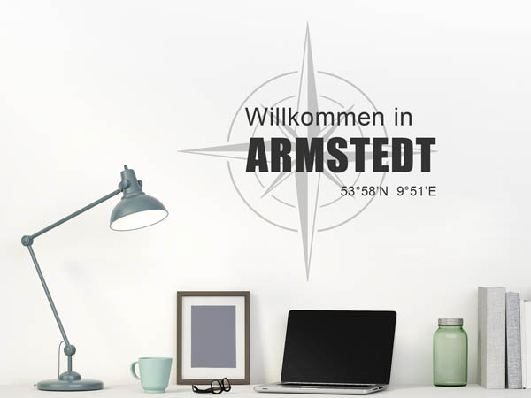 Wandtattoo Willkommen in Armstedt mit den Koordinaten 53°58'N 9°51'E