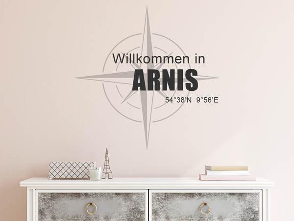 Wandtattoo Willkommen in Arnis mit den Koordinaten 54°38'N 9°56'E