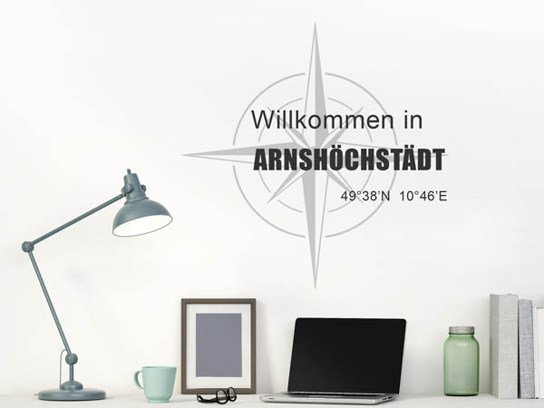 Wandtattoo Willkommen in Arnshöchstädt mit den Koordinaten 49°38'N 10°46'E