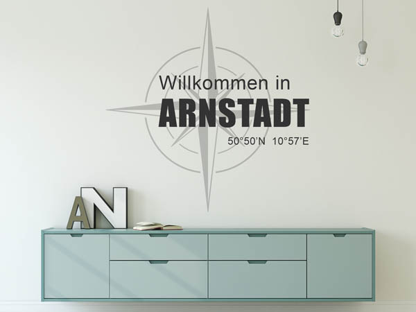 Wandtattoo Willkommen in Arnstadt mit den Koordinaten 50°50'N 10°57'E