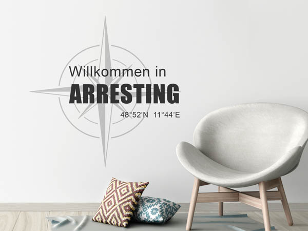 Wandtattoo Willkommen in Arresting mit den Koordinaten 48°52'N 11°44'E