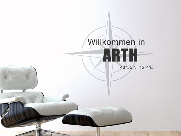 Wandtattoo Willkommen in Arth mit den Koordinaten 48°35'N 12°4'E