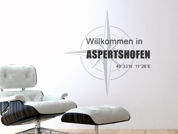 Wandtattoo Willkommen in Aspertshofen mit den Koordinaten 49°33'N 11°26'E