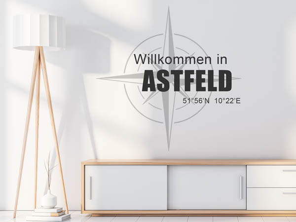 Wandtattoo Willkommen in Astfeld mit den Koordinaten 51°56'N 10°22'E