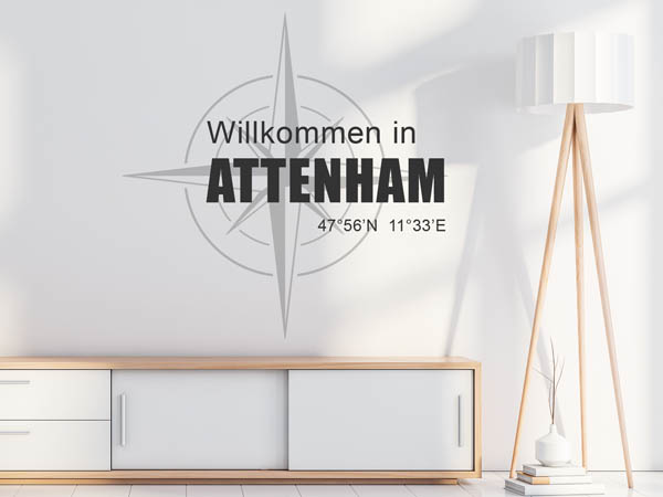 Wandtattoo Willkommen in Attenham mit den Koordinaten 47°56'N 11°33'E