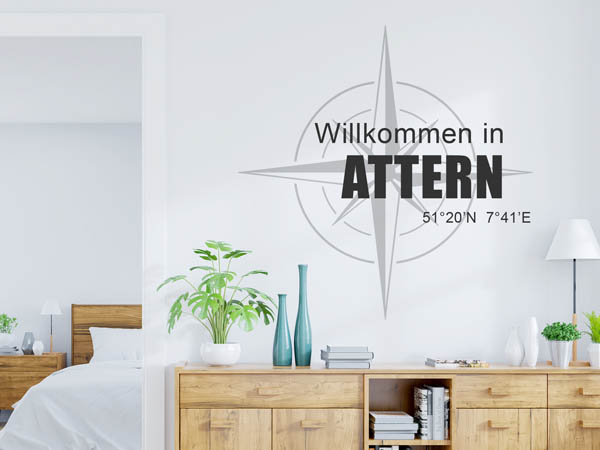 Wandtattoo Willkommen in Attern mit den Koordinaten 51°20'N 7°41'E