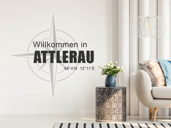 Wandtattoo Willkommen in Attlerau mit den Koordinaten 48°4'N 12°11'E