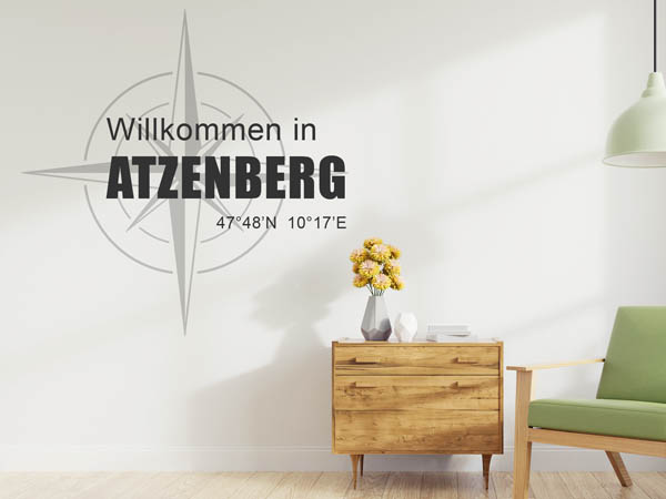Wandtattoo Willkommen in Atzenberg mit den Koordinaten 47°48'N 10°17'E