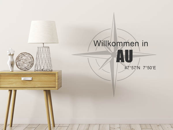 Wandtattoo Willkommen in Au mit den Koordinaten 47°57'N 7°50'E