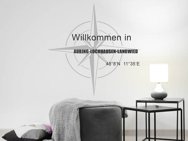 Wandtattoo Willkommen in Aubing-Lochhausen-Langwied mit den Koordinaten 48°8'N 11°35'E
