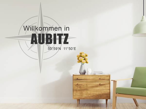 Wandtattoo Willkommen in Aubitz mit den Koordinaten 50°59'N 11°50'E