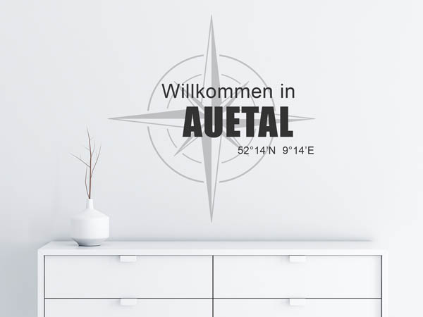 Wandtattoo Willkommen in Auetal mit den Koordinaten 52°14'N 9°14'E