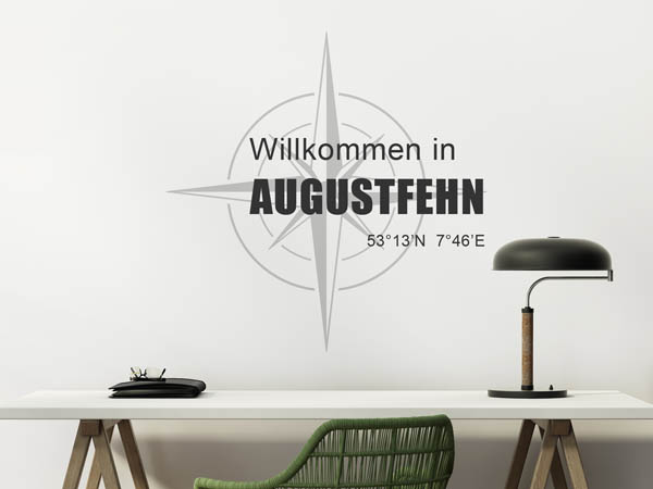 Wandtattoo Willkommen in Augustfehn mit den Koordinaten 53°13'N 7°46'E