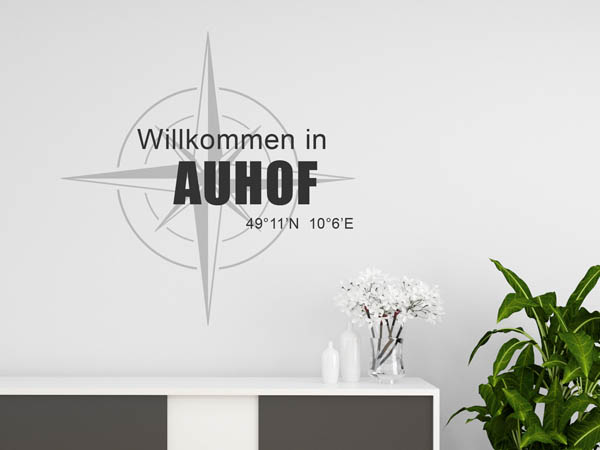 Wandtattoo Willkommen in Auhof mit den Koordinaten 49°11'N 10°6'E