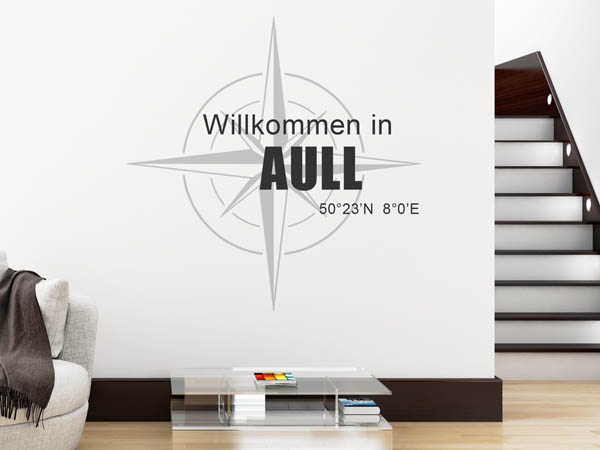 Wandtattoo Willkommen in Aull mit den Koordinaten 50°23'N 8°0'E