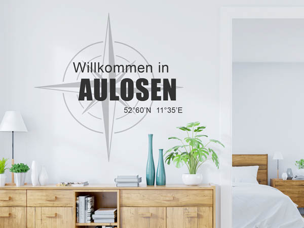 Wandtattoo Willkommen in Aulosen mit den Koordinaten 52°60'N 11°35'E