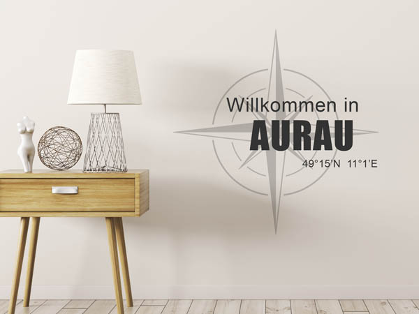 Wandtattoo Willkommen in Aurau mit den Koordinaten 49°15'N 11°1'E