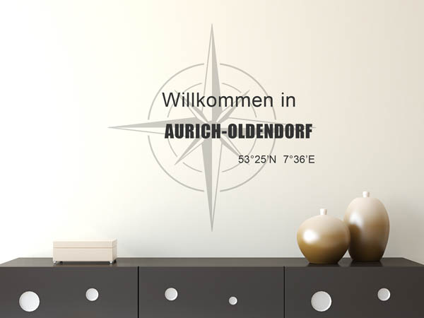 Wandtattoo Willkommen in Aurich-Oldendorf mit den Koordinaten 53°25'N 7°36'E